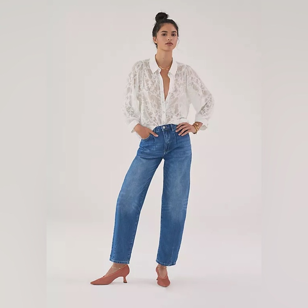 Anthropologie Pilcro Barrel Jeans women’s 28 baggy The Breaker blue denim